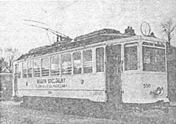 Wrocawski tramwaj kursowa jako obek na ul. Grochowskiej, 1950, fot. Encyklopedia Warszawy